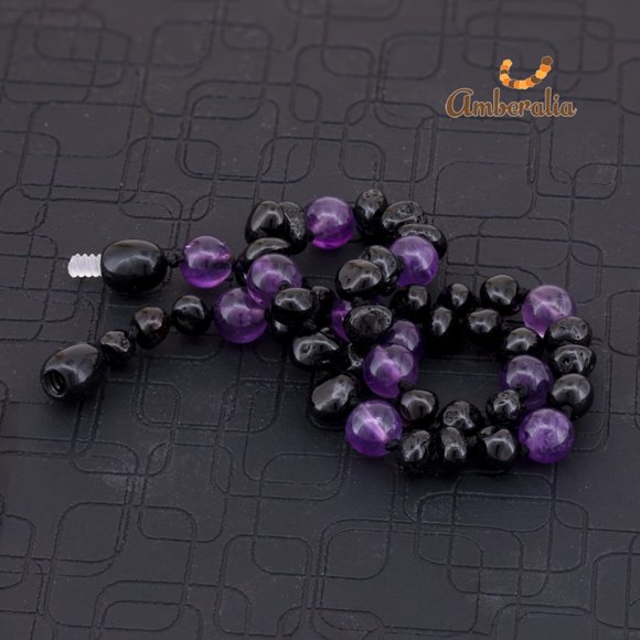 Amberalia Baltic Amber Baby Teething Necklace - Cherry /Amethyst - Certificated - Picture 5 of 9